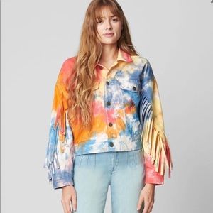 HOST PICK! 🎉Tie Dye Denim Fringe Jacket